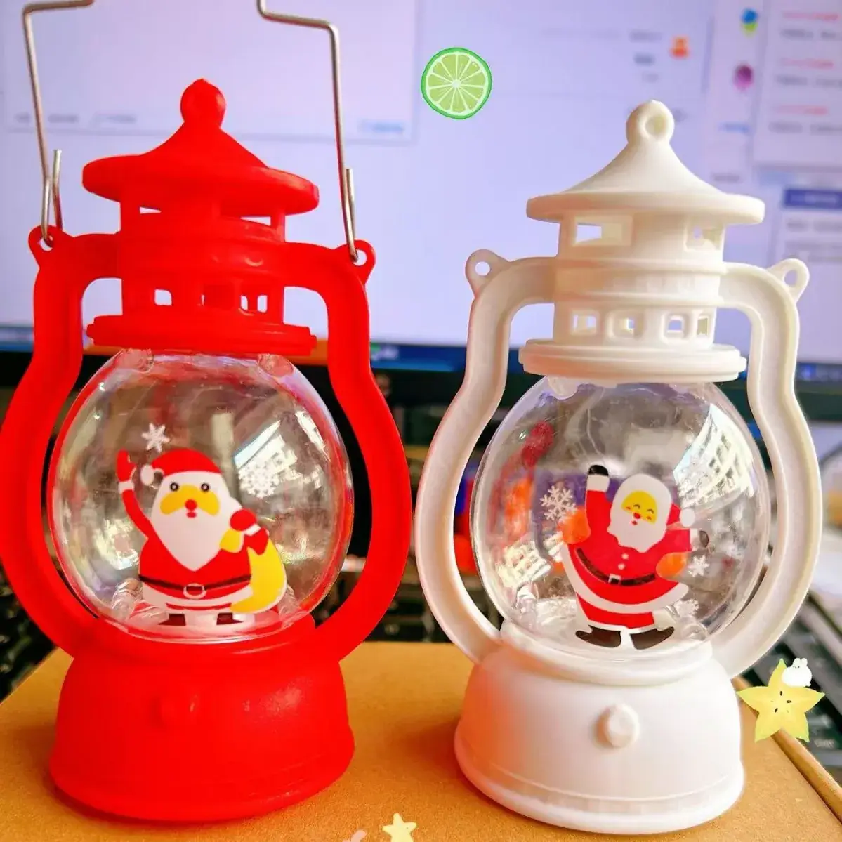 Christmas Night Light Lantern Santa Claus Plastic Portable - Image 2