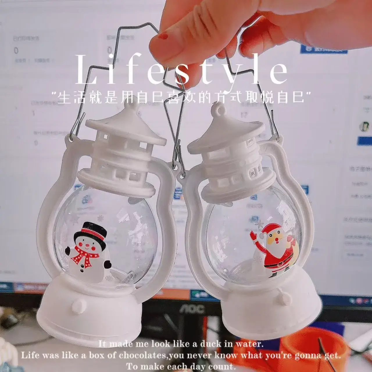 Christmas Night Light Lantern Santa Claus Plastic Portable - Image 4