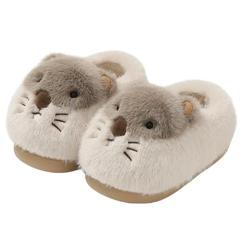 Cute Cotton Slippers for Women, Winter Plush Warm Cartoon Groundhog Indoor Home Slippers for Men, Winter Closed-Back Cotton Shoes for Men - Image 11