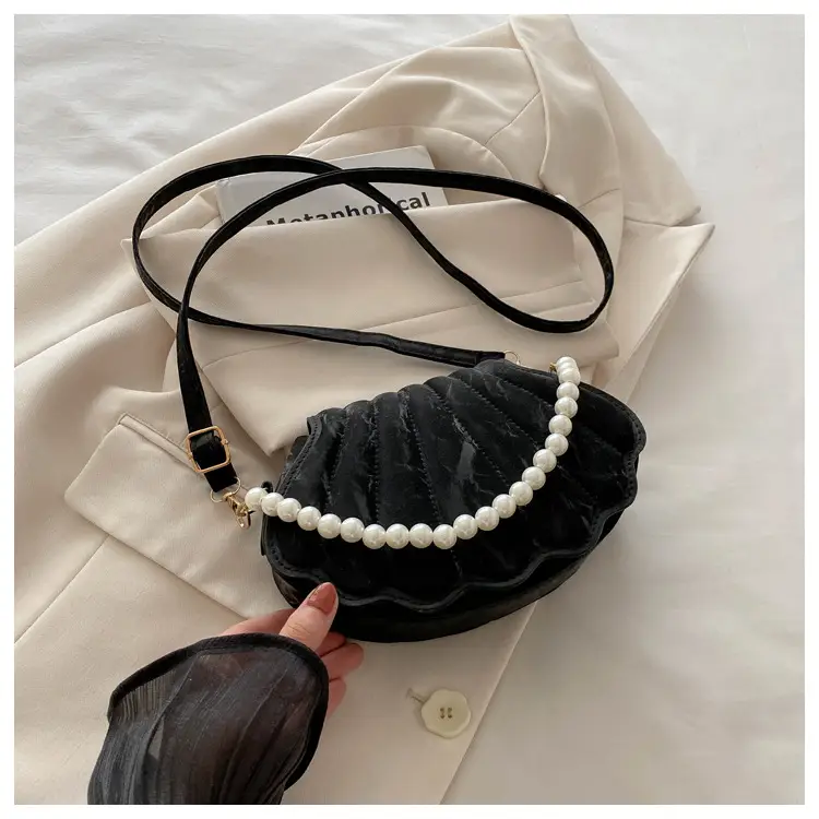 Women's Pearl Embellished Shoulder Bag Grey — feature 13