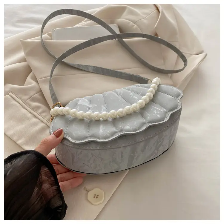 Women's Pearl Embellished Shoulder Bag Grey — feature 29
