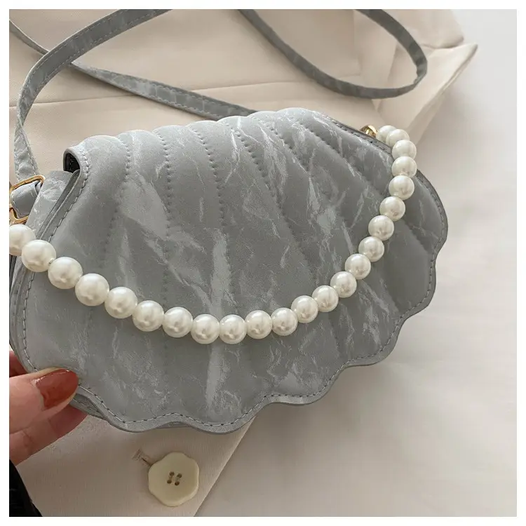 Women's Pearl Embellished Shoulder Bag Grey — feature 30