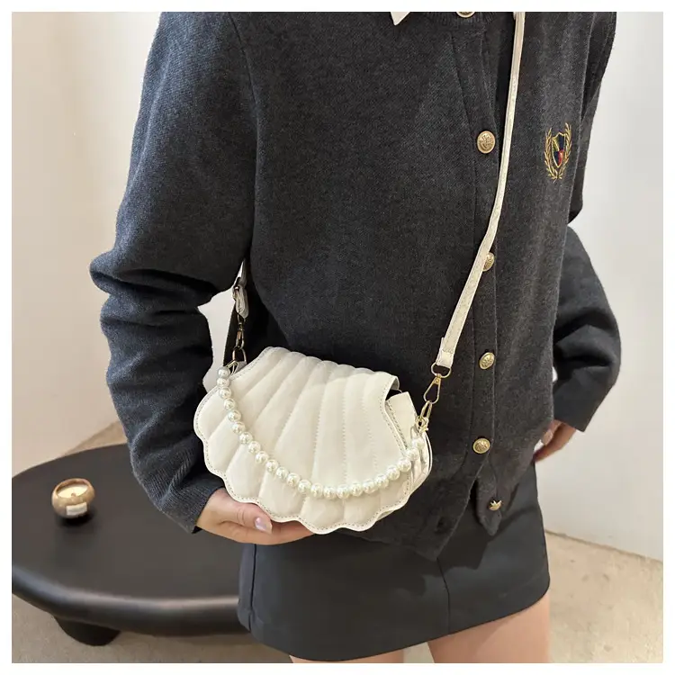 Women's Pearl Embellished Shoulder Bag Grey — feature 34