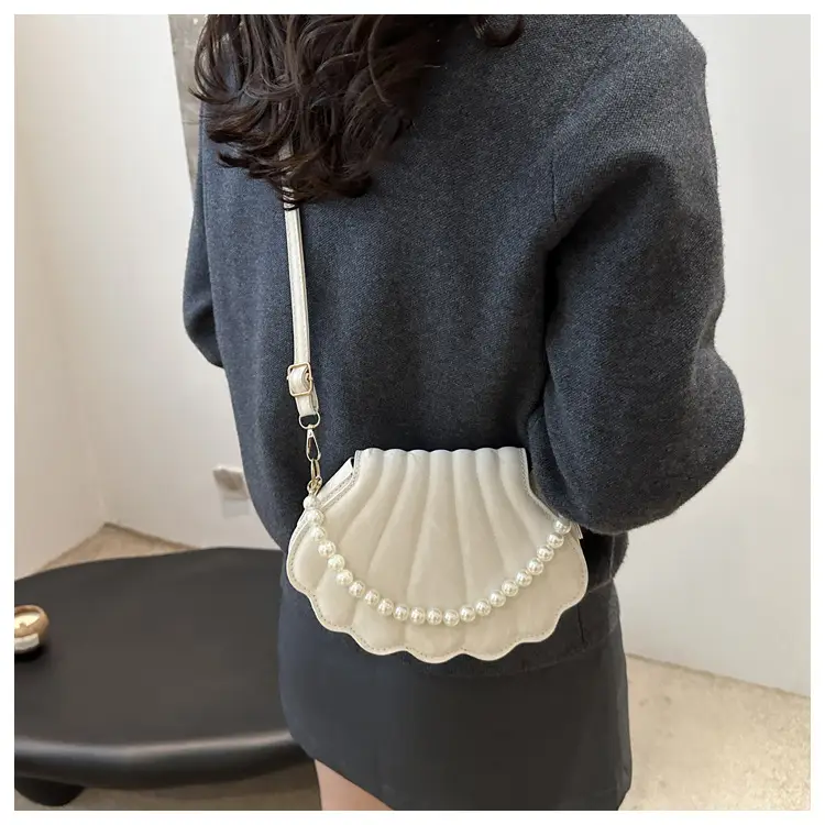 Women's Pearl Embellished Shoulder Bag Grey — feature 35
