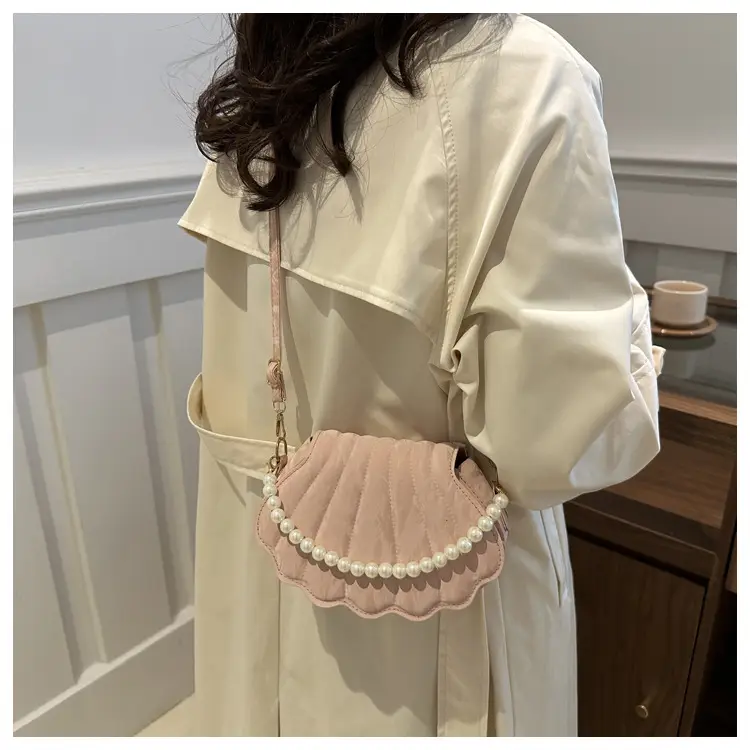 Women's Pearl Embellished Shoulder Bag Grey — feature 40