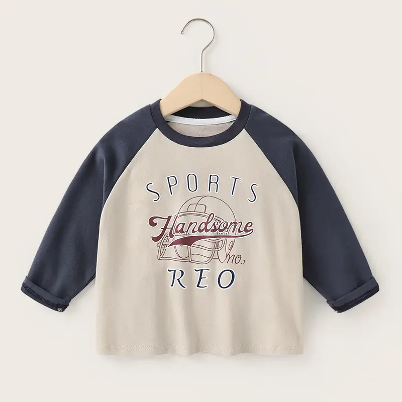 Boys Long Sleeve T-Shirt Sports Handsome Retro Design