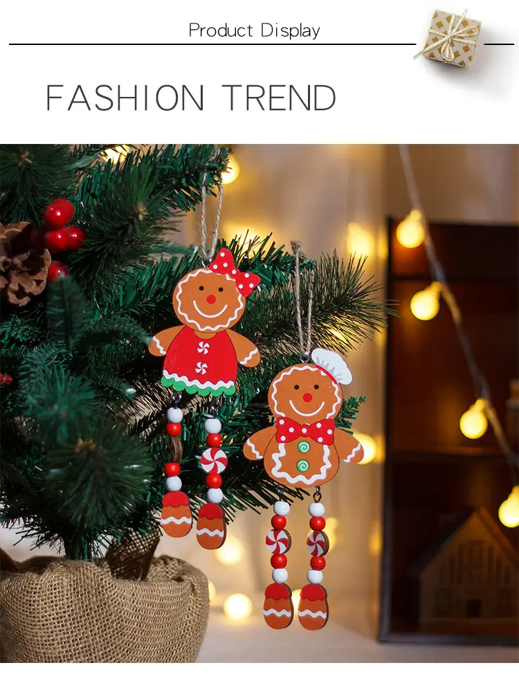 Gingerbread Man Christmas Hanging Pendant with Long Legs — feature 5