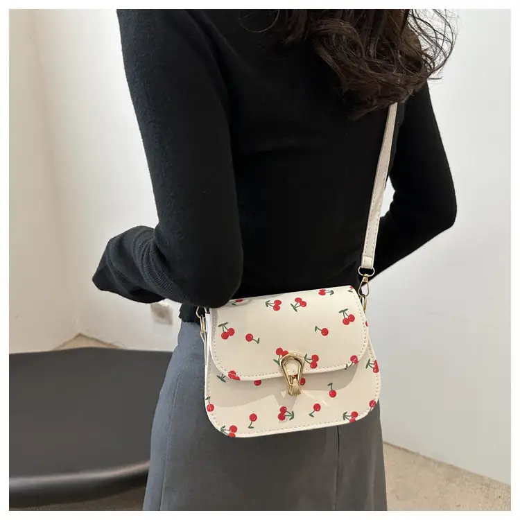 Pink Cherry Print Crossbody Bag for Women — feature 10