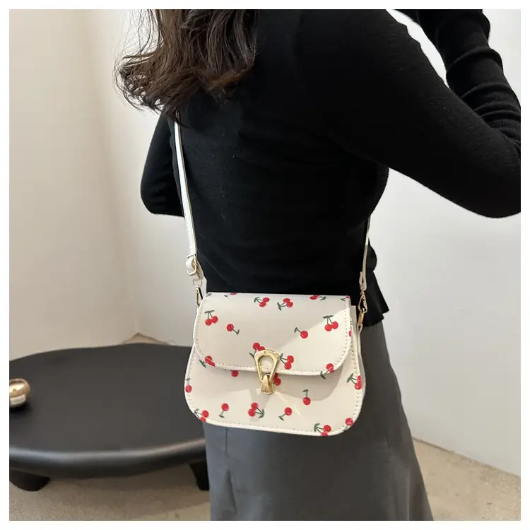 Pink Cherry Print Crossbody Bag for Women — feature 11
