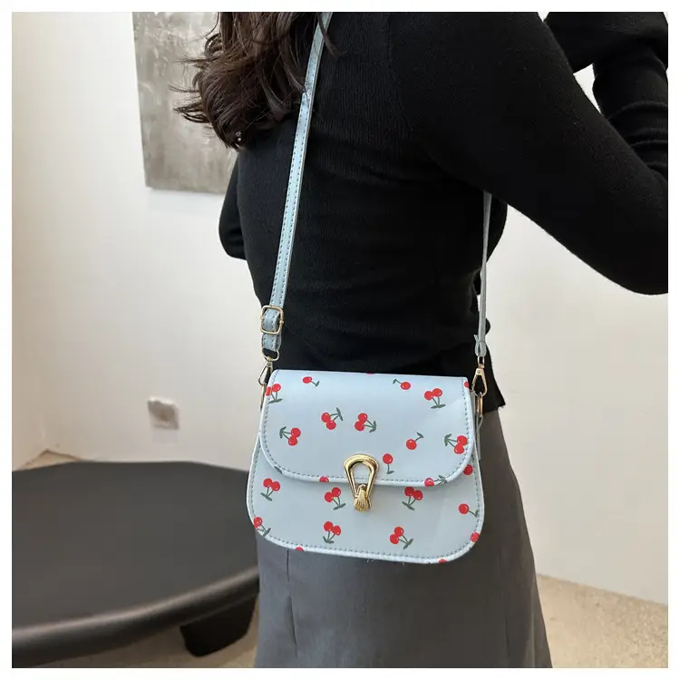 Pink Cherry Print Crossbody Bag for Women — feature 13