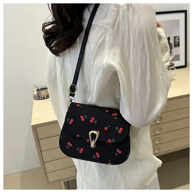 Pink Cherry Print Crossbody Bag for Women — feature 16