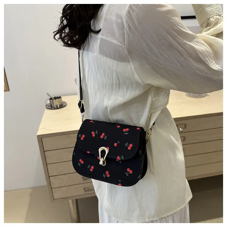 Pink Cherry Print Crossbody Bag for Women — feature 17