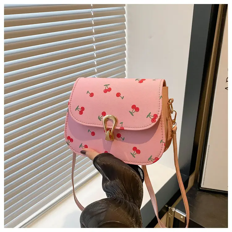 Pink Cherry Print Crossbody Bag for Women — feature 19
