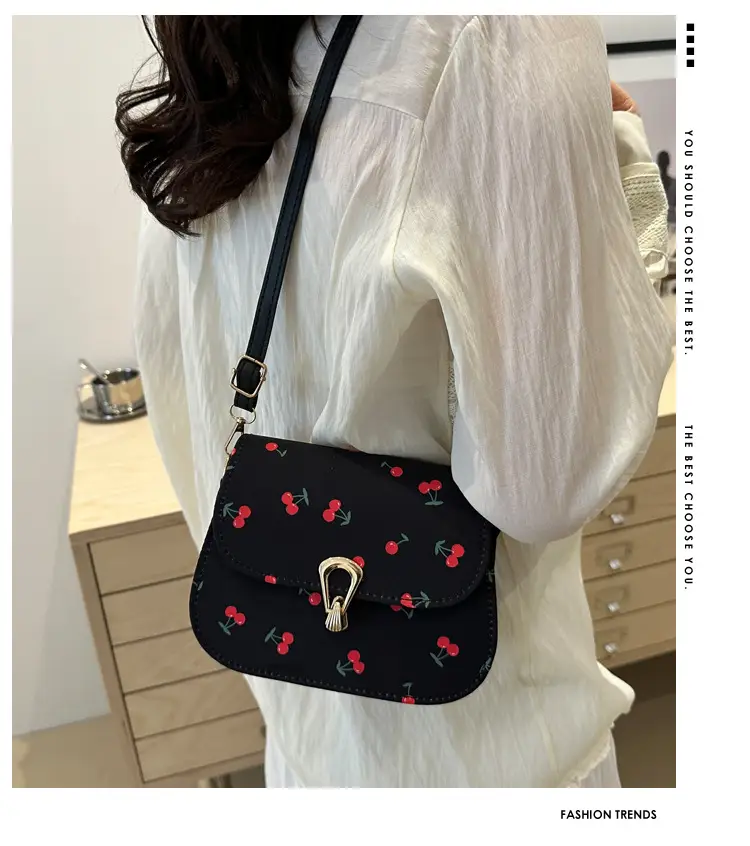 Pink Cherry Print Crossbody Bag for Women — feature 2