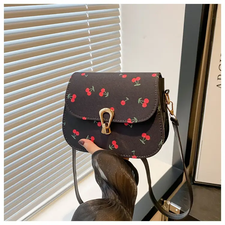 Pink Cherry Print Crossbody Bag for Women — feature 21