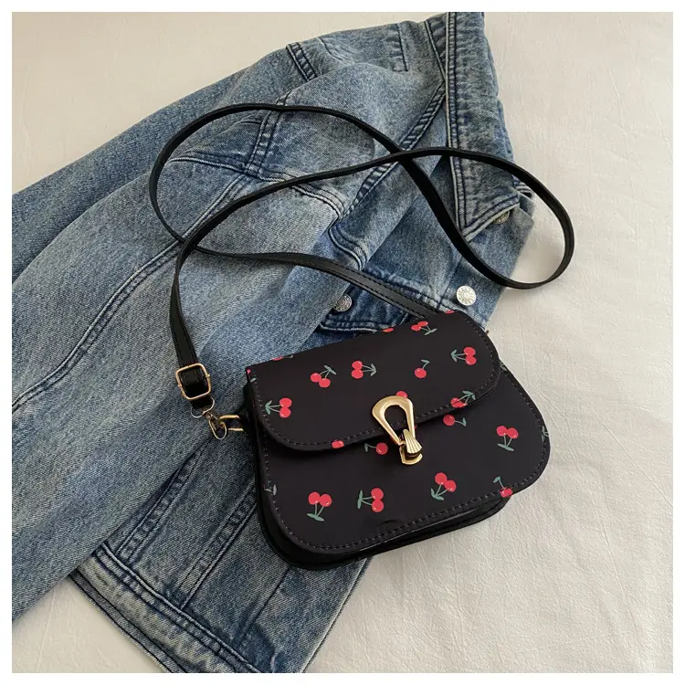 Pink Cherry Print Crossbody Bag for Women — feature 23