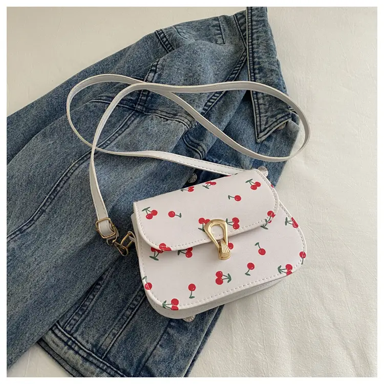 Pink Cherry Print Crossbody Bag for Women — feature 24