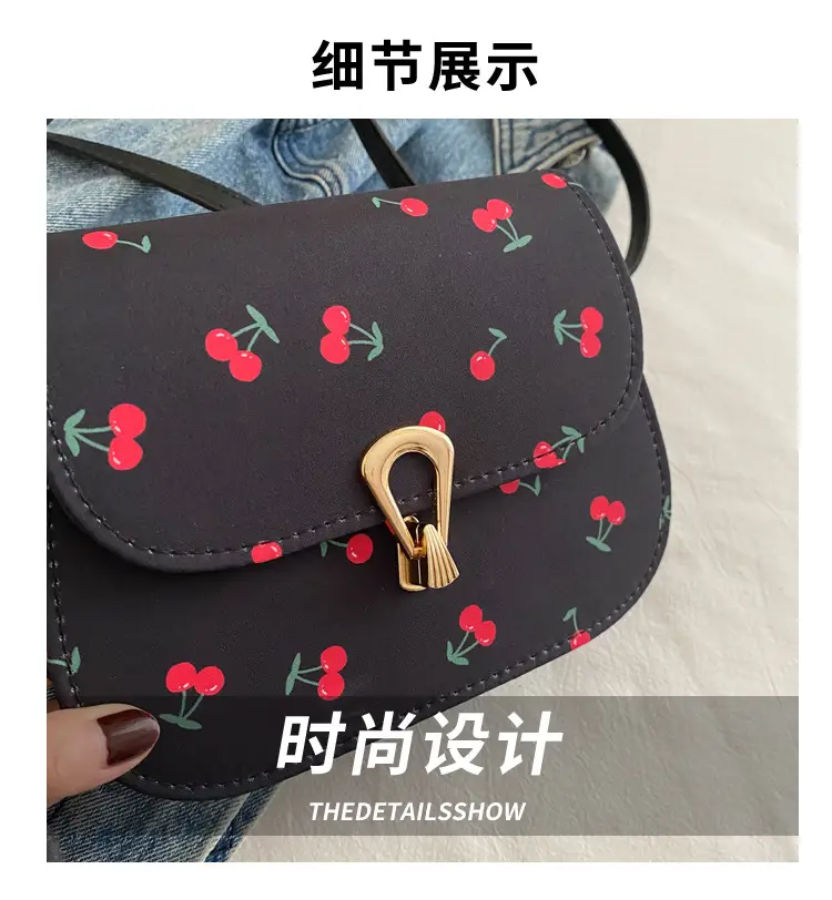 Pink Cherry Print Crossbody Bag for Women — feature 4