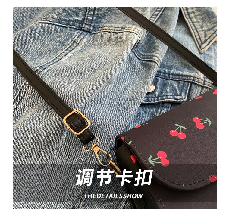 Pink Cherry Print Crossbody Bag for Women — feature 5