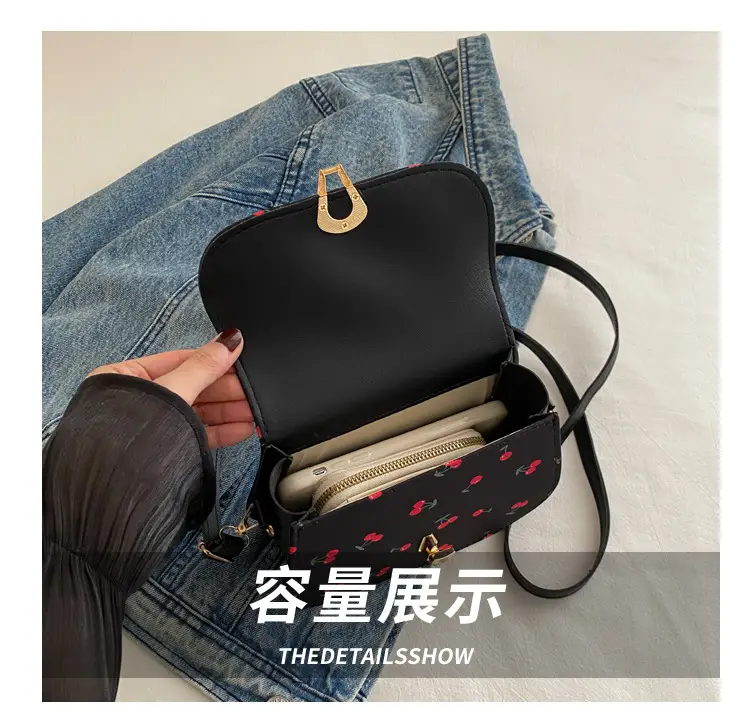 Pink Cherry Print Crossbody Bag for Women — feature 7