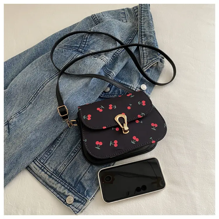 Pink Cherry Print Crossbody Bag for Women — feature 8