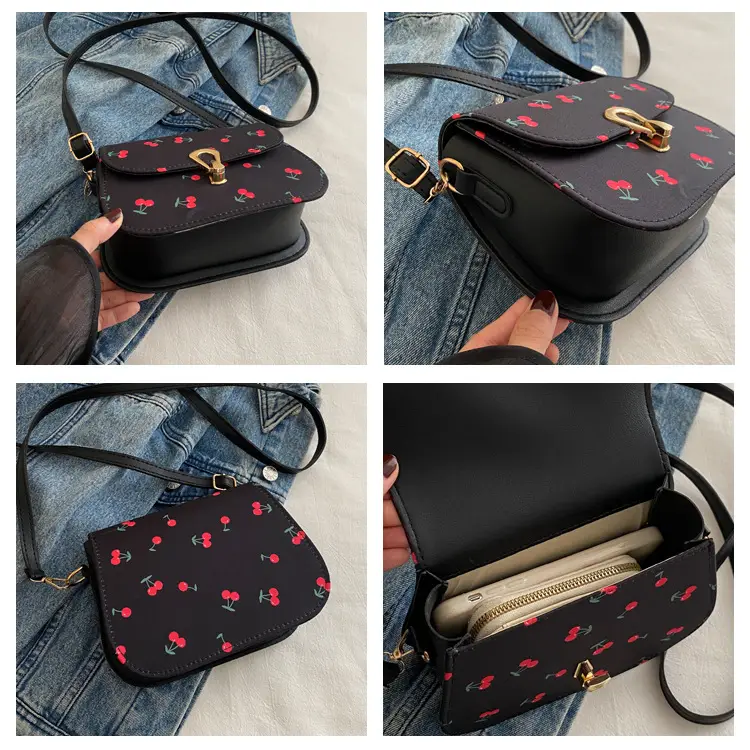Pink Cherry Print Crossbody Bag for Women — feature 9