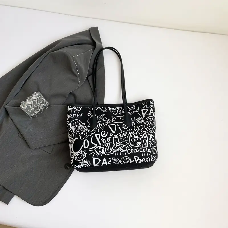 Black Printed Crossbody Bag for Women Spring Summer - Image 4