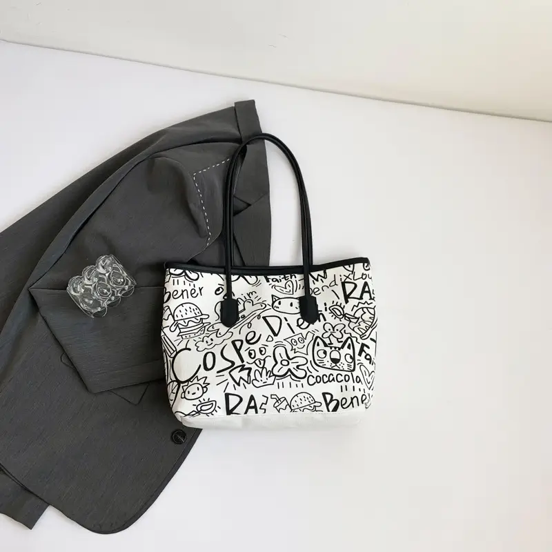 Black Printed Crossbody Bag for Women Spring Summer - Image 5