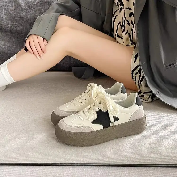 Dexun Shoes Women's Shoes 2025 New Spring and Autum Thick-Soled White Shoes Retro Forrest Gump Shoes Versatile Casual Sports Sneakers - Image 2