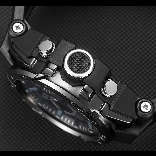 Men's Waterproof Sports Watch Green Rubber Quartz Multifunctional