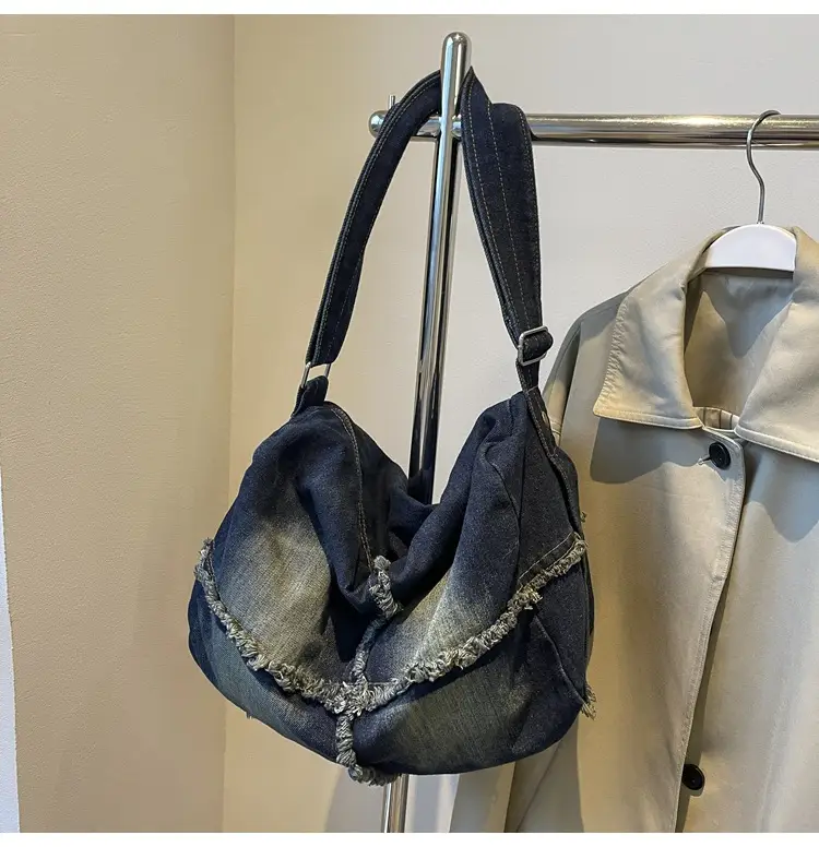 Vintage Denim Crossbody Bag Women 2024 New Korean Style Large Capacity — feature 13