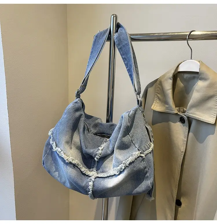 Vintage Denim Crossbody Bag Women 2024 New Korean Style Large Capacity — feature 14