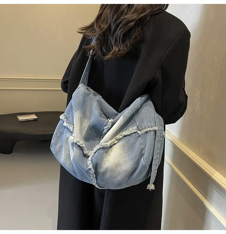 Vintage Denim Crossbody Bag Women 2024 New Korean Style Large Capacity — feature 20
