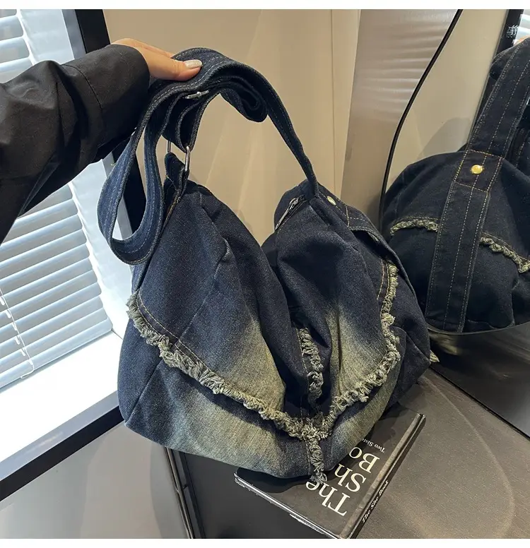 Vintage Denim Crossbody Bag Women 2024 New Korean Style Large Capacity — feature 28