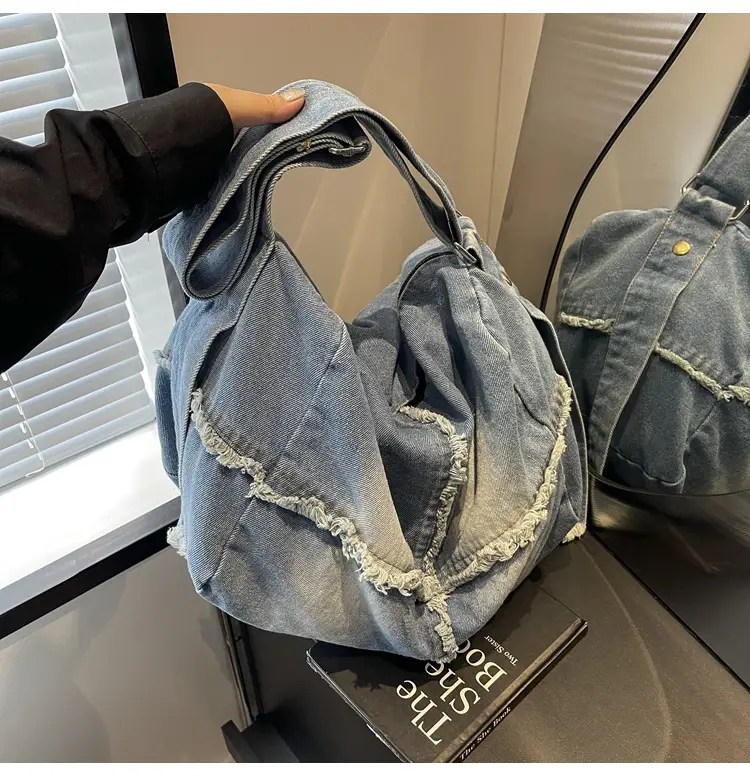 Vintage Denim Crossbody Bag Women 2024 New Korean Style Large Capacity — feature 29