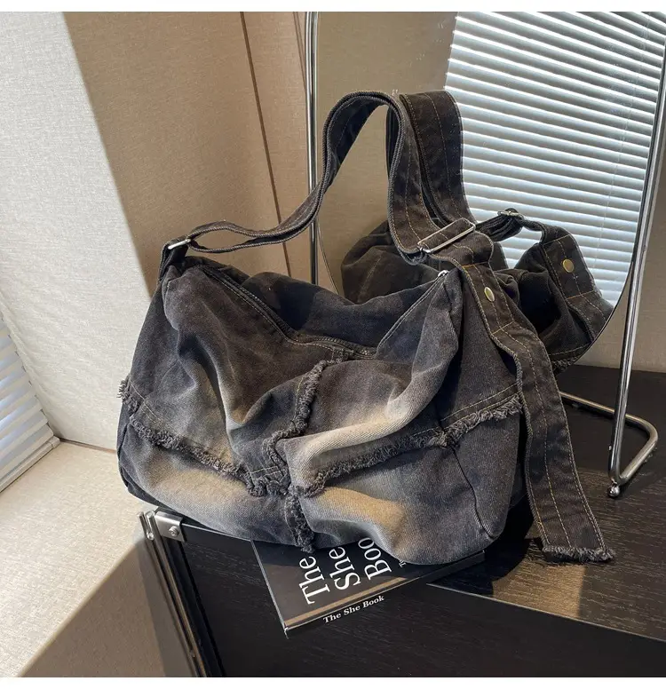 Vintage Denim Crossbody Bag Women 2024 New Korean Style Large Capacity — feature 30