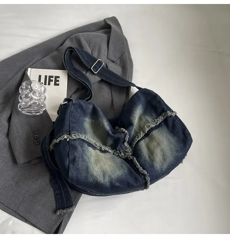 Vintage Denim Crossbody Bag Women 2024 New Korean Style Large Capacity — feature 42