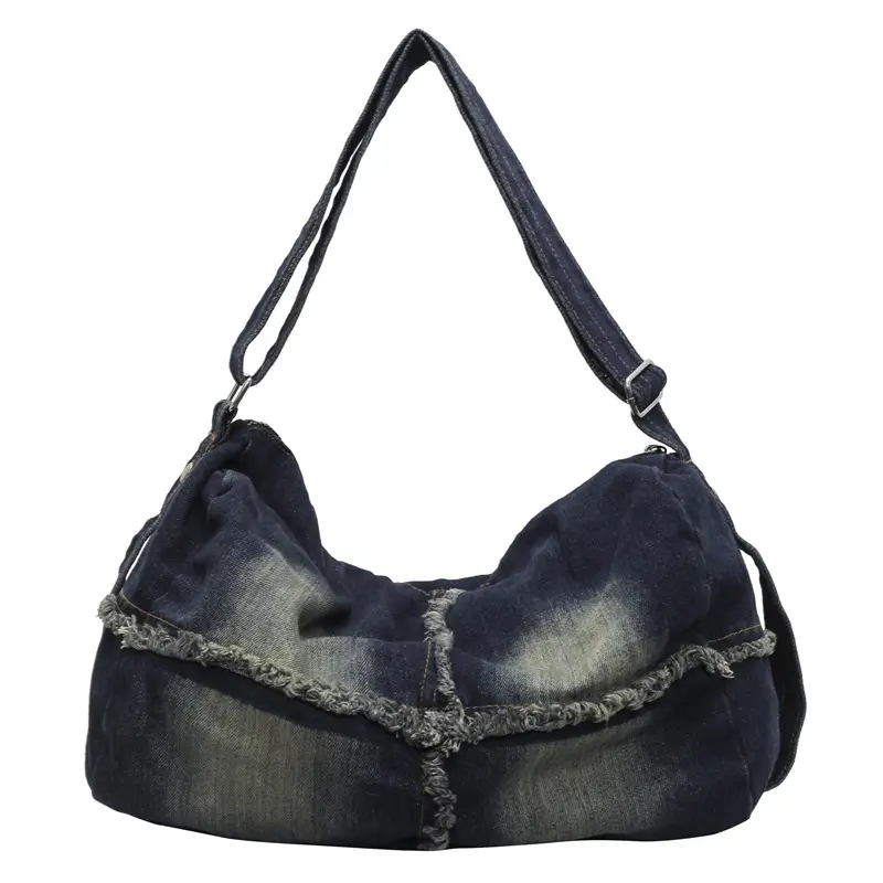 Vintage Denim Crossbody Bag Women 2024 New Korean Style Large Capacity - Image 2