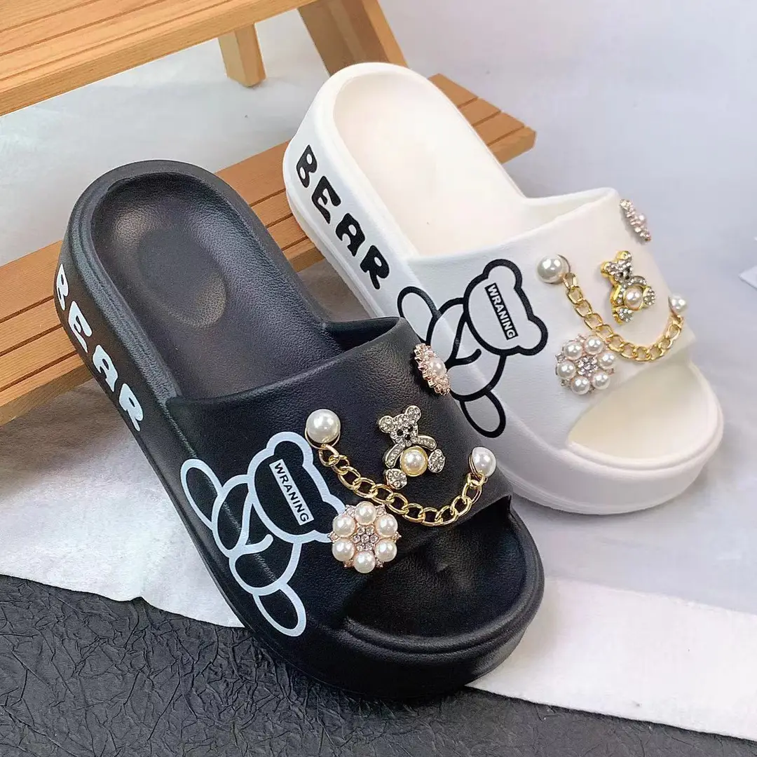 Thick-soled muffin eva slippers women's slipper outdoor cute golden bear suit beach slippers ins - Image 4
