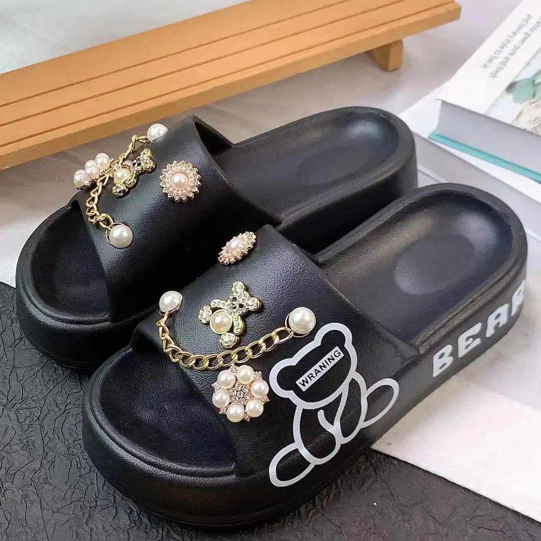 Thick-soled muffin eva slippers women's slipper outdoor cute golden bear suit beach slippers ins - Image 5
