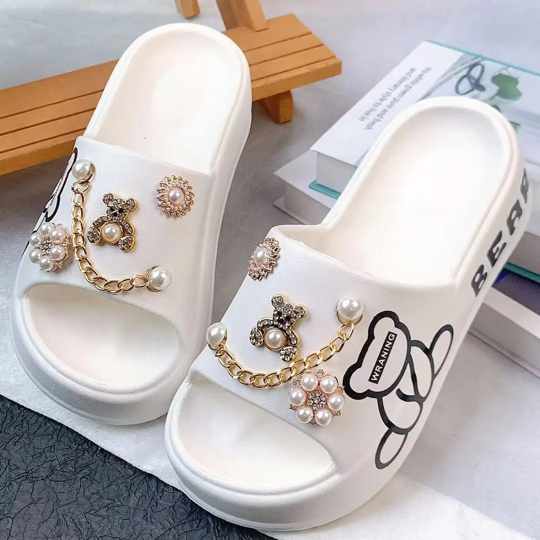 Thick-soled muffin eva slippers women's slipper outdoor cute golden bear suit beach slippers ins — feature 10