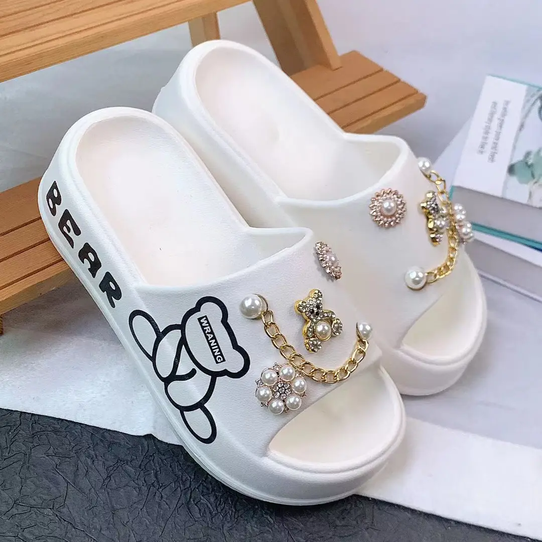 Thick-soled muffin eva slippers women's slipper outdoor cute golden bear suit beach slippers ins — feature 11