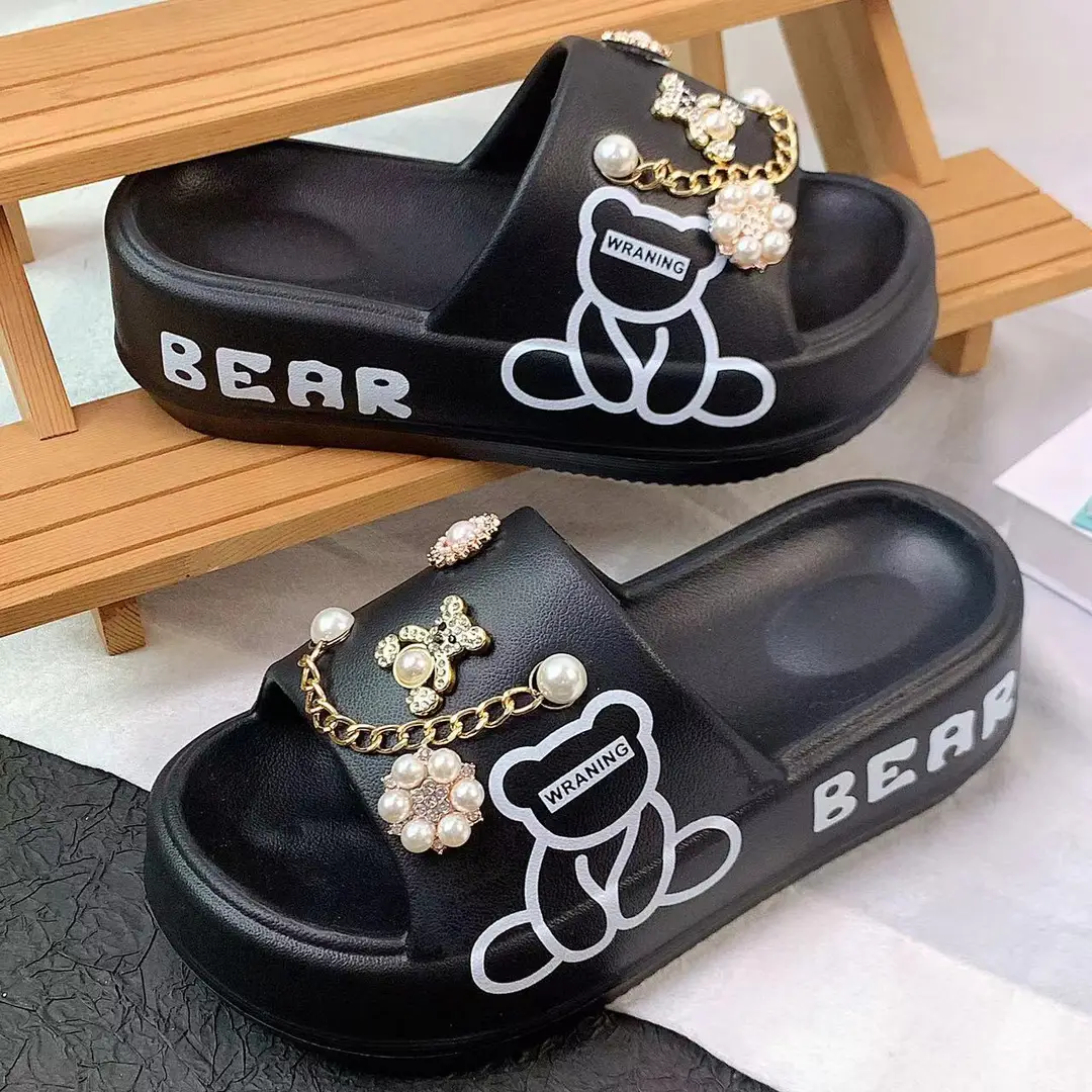 Thick-soled muffin eva slippers women's slipper outdoor cute golden bear suit beach slippers ins — feature 5
