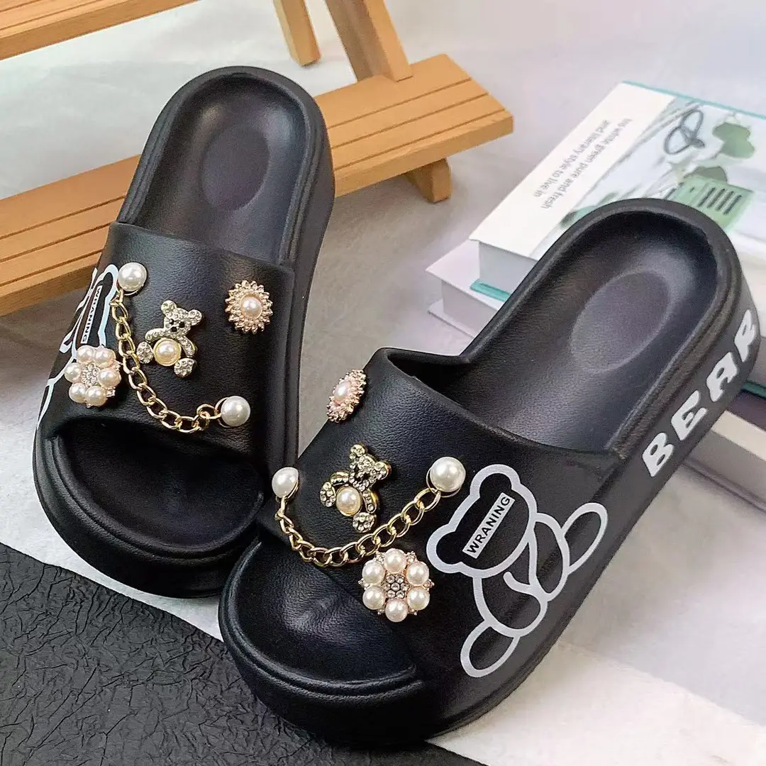 Thick-soled muffin eva slippers women's slipper outdoor cute golden bear suit beach slippers ins — feature 6