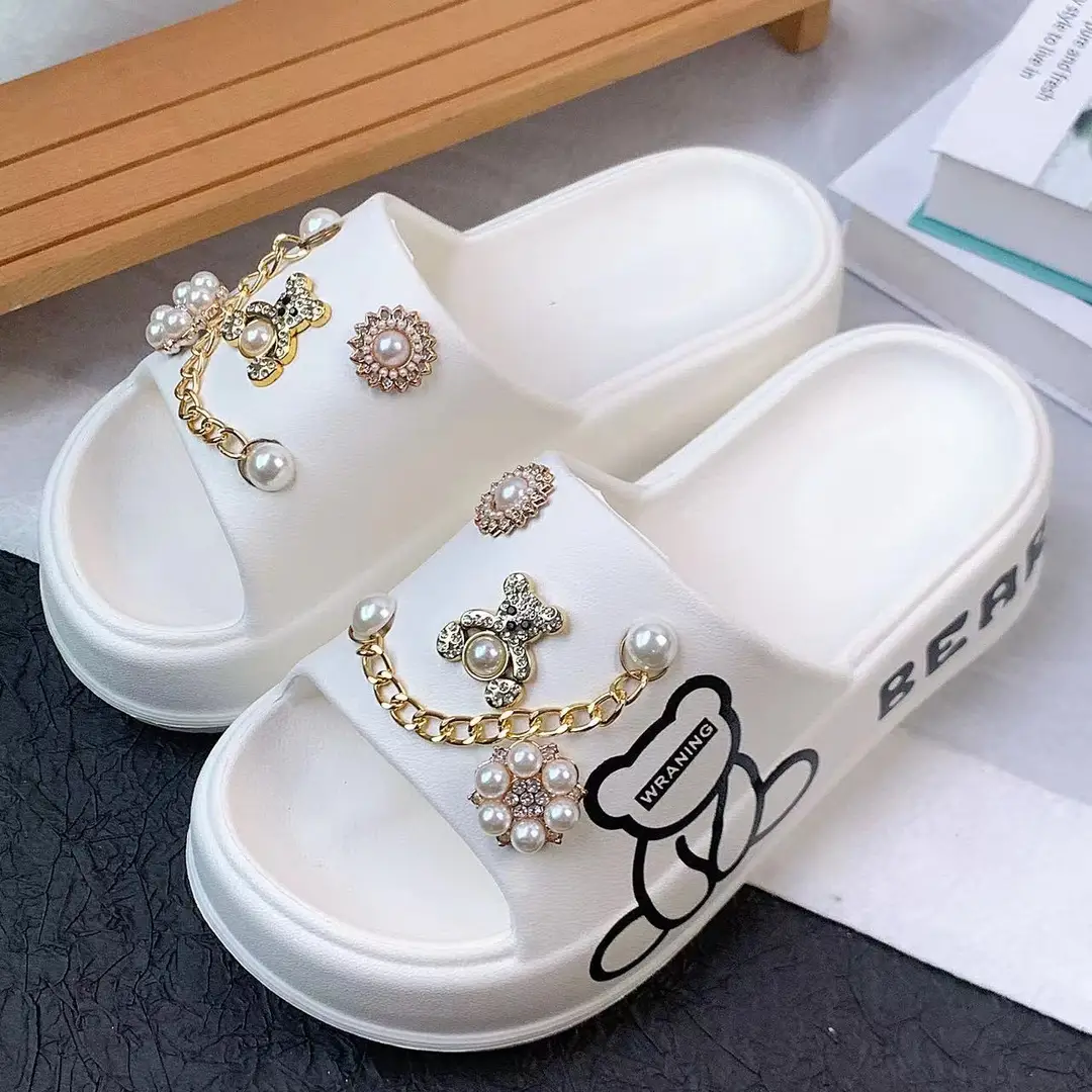Thick-soled muffin eva slippers women's slipper outdoor cute golden bear suit beach slippers ins — feature 8