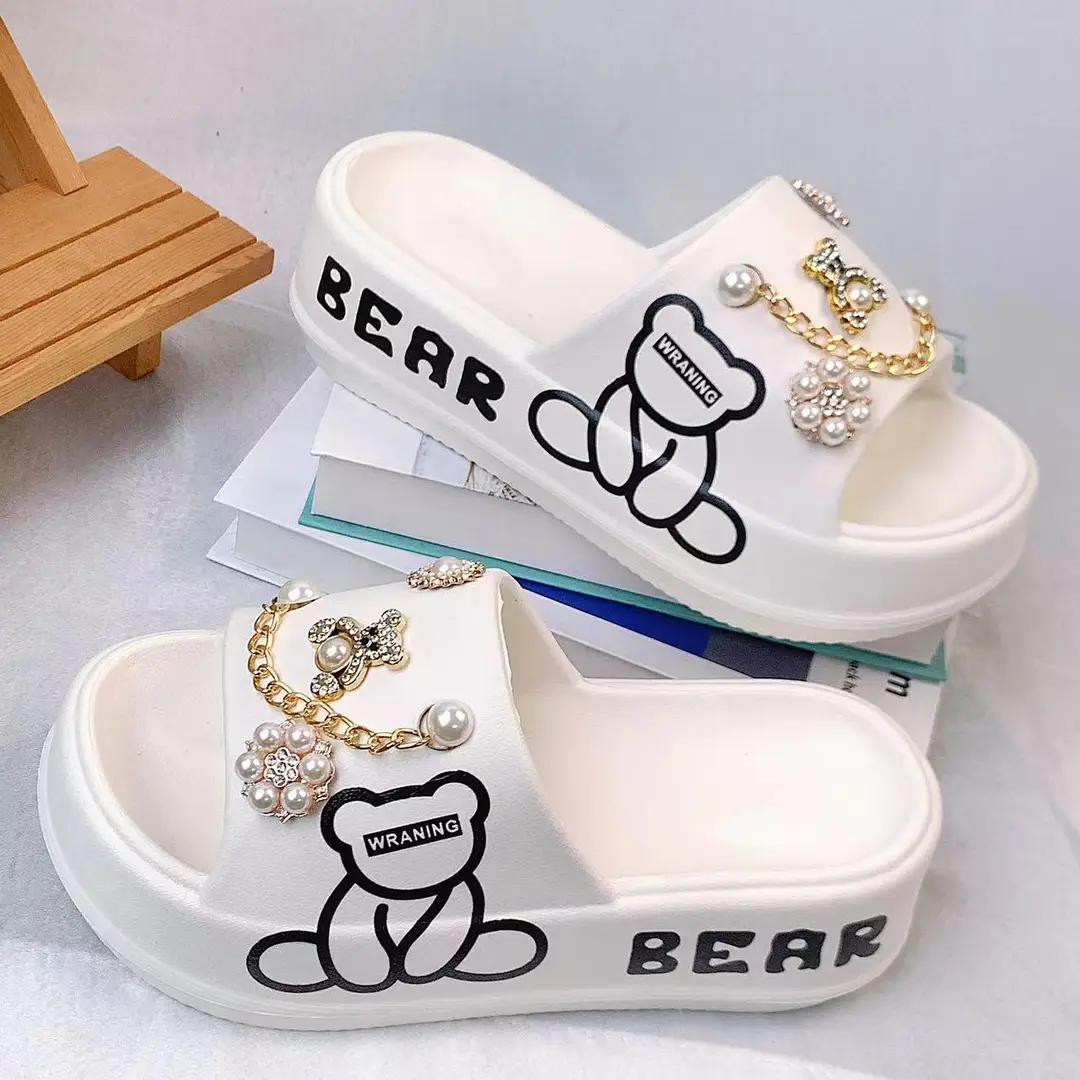 Thick-soled muffin eva slippers women's slipper outdoor cute golden bear suit beach slippers ins — feature 9