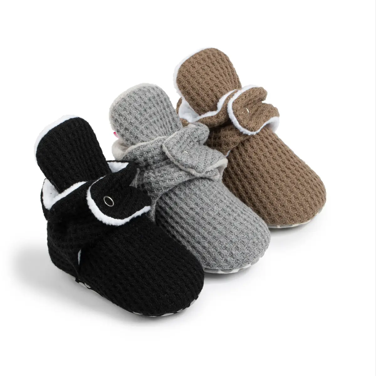New Baby Socks with Buckle Strap Black Grey Brown