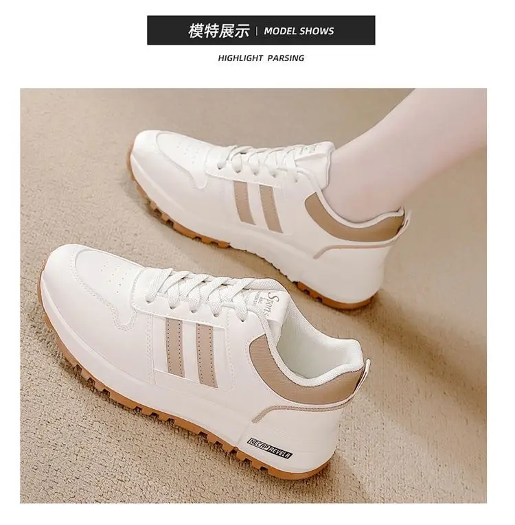 sneaker Women Ins Leather All-match 2024 Autumn New Thick Sole Non-slip Lightweight Explosive Forrest Gump Shoes for Women 5115 — feature 1