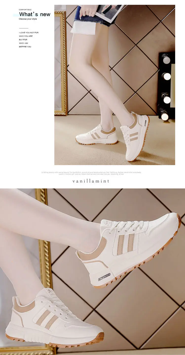 sneaker Women Ins Leather All-match 2024 Autumn New Thick Sole Non-slip Lightweight Explosive Forrest Gump Shoes for Women 5115 — feature 3