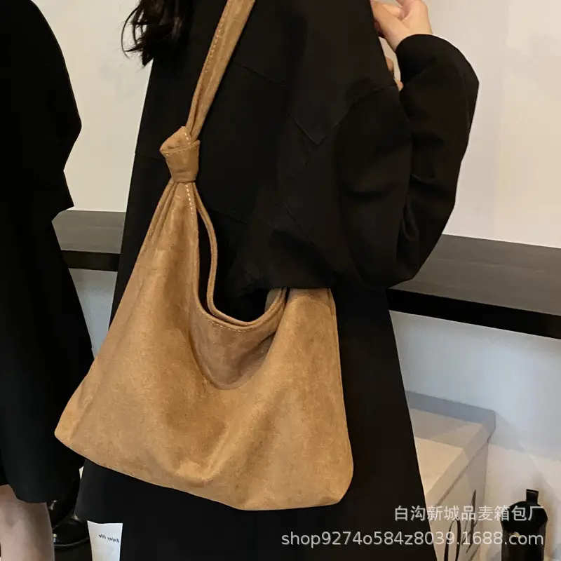 Women Suede Shoulder Bag Brown Large Capacity 2026 - Image 7
